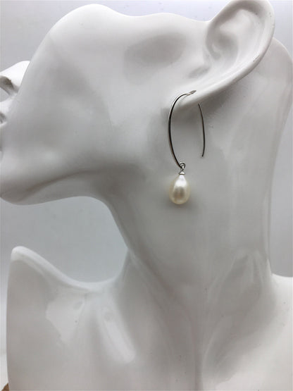 AAA big White rice pearl Big dangle earrings,S925 Sterling Silver pearl earrings,pearl for women,SE3-101