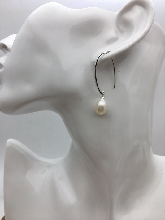 AAA big White rice pearl Big dangle earrings,S925 Sterling Silver pearl earrings,pearl for women,SE3-101