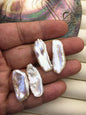 2 pairs AA+ 12-14mm Big White keshi pearls Pair, top side through hole, for make dangle earrings, baroque pearl, loose pearl beads, ZS-127-36-15