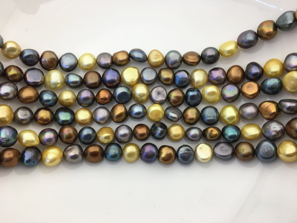 AA+ 11-12mm Misc Color Nugget pearls, full strand, gray pearl, yellow pearl, black pearl, loose pearl beads, high luster, LM11-T3