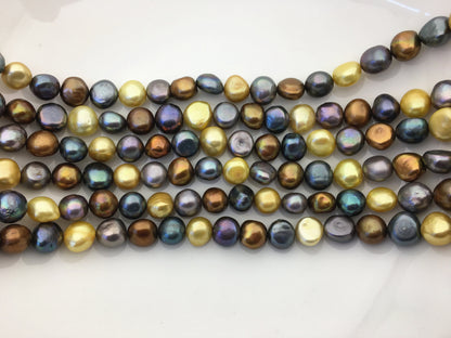 AA+ 11-12mm Misc Color Nugget pearls, full strand, gray pearl, yellow pearl, black pearl, loose pearl beads, high luster, LM11-T3