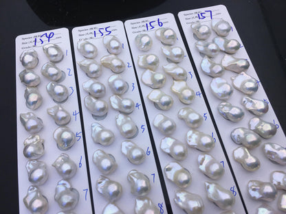 1 pair AAA 13-15x18-22mm White Flameball Pearl Pairs,Baroque Cultured Freshwater Pearl,top half hole,FL15-3A-8-66