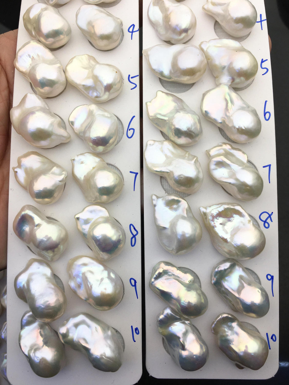 1 pair AAA 14-17x20-25mm White Flameball Pearl Pairs - 0.9mm top half hole - large Baroque freshwater pearl pairs, FL15-3A-8-36