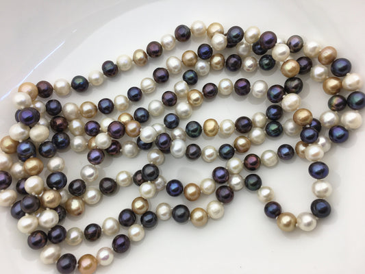 60'' AA+ 8mm black near round freshwater Pearl necklace,NPN1-112