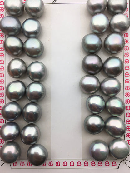 2 pairs AAA 10.5-11mm Gray baroque button freshwater pearls, near round button pearl pairs, pearl earring, pearl stud, BTN10-T10