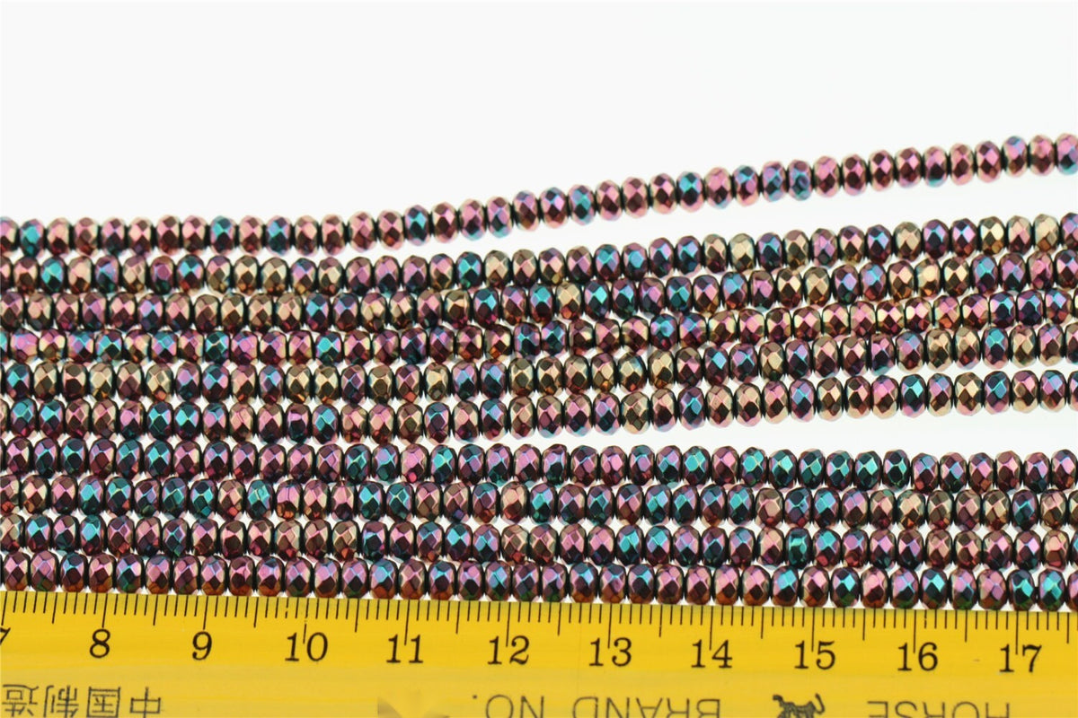 Hematite rainbow ,3x4mm Rondelle Beads,AAA, 135pcs,15.5 inches,G50-R34-002