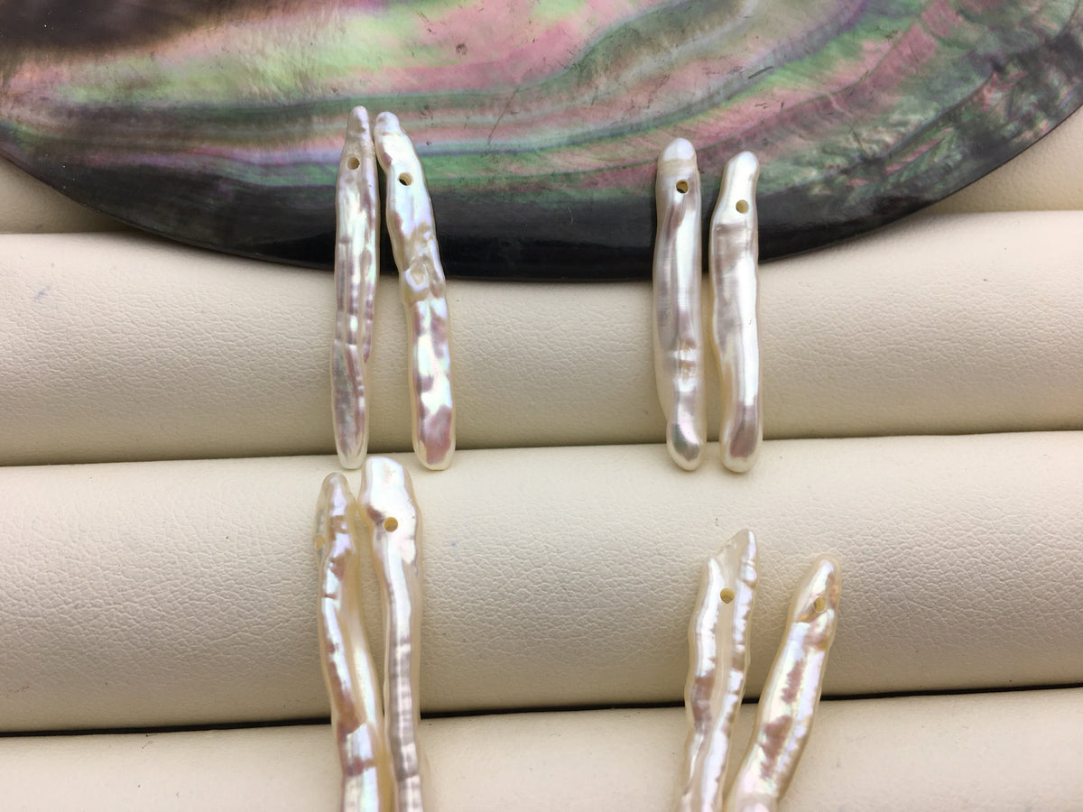 1 pair 3-5x25-30mm White Toothpick pearls Pair,for make dangle earrings,baroque pearl,loose pearl beads,ZS-127-62-44