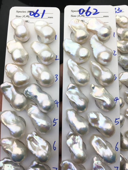 1 pair AAA 13-18x20-28mm White Flame ball Pearl Pairs-0.9mm top half hole-large Baroque freshwater pearl pairs, Fire Ball Pearl, FL15-3A-8-41