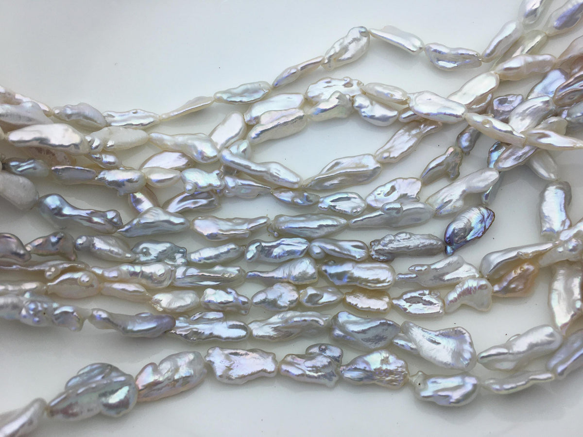 AAA 5-9mm white Keshi Biwa Pearl Necklace,ZS-200-120-19