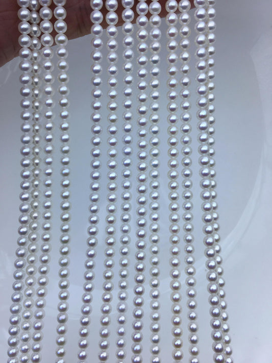 AAA 3.5-4mm white round freshwater pearls, seed pearl, white pearl, full strand, round pearl strands, pearl wholesale, RP3-3AY-GJ-6