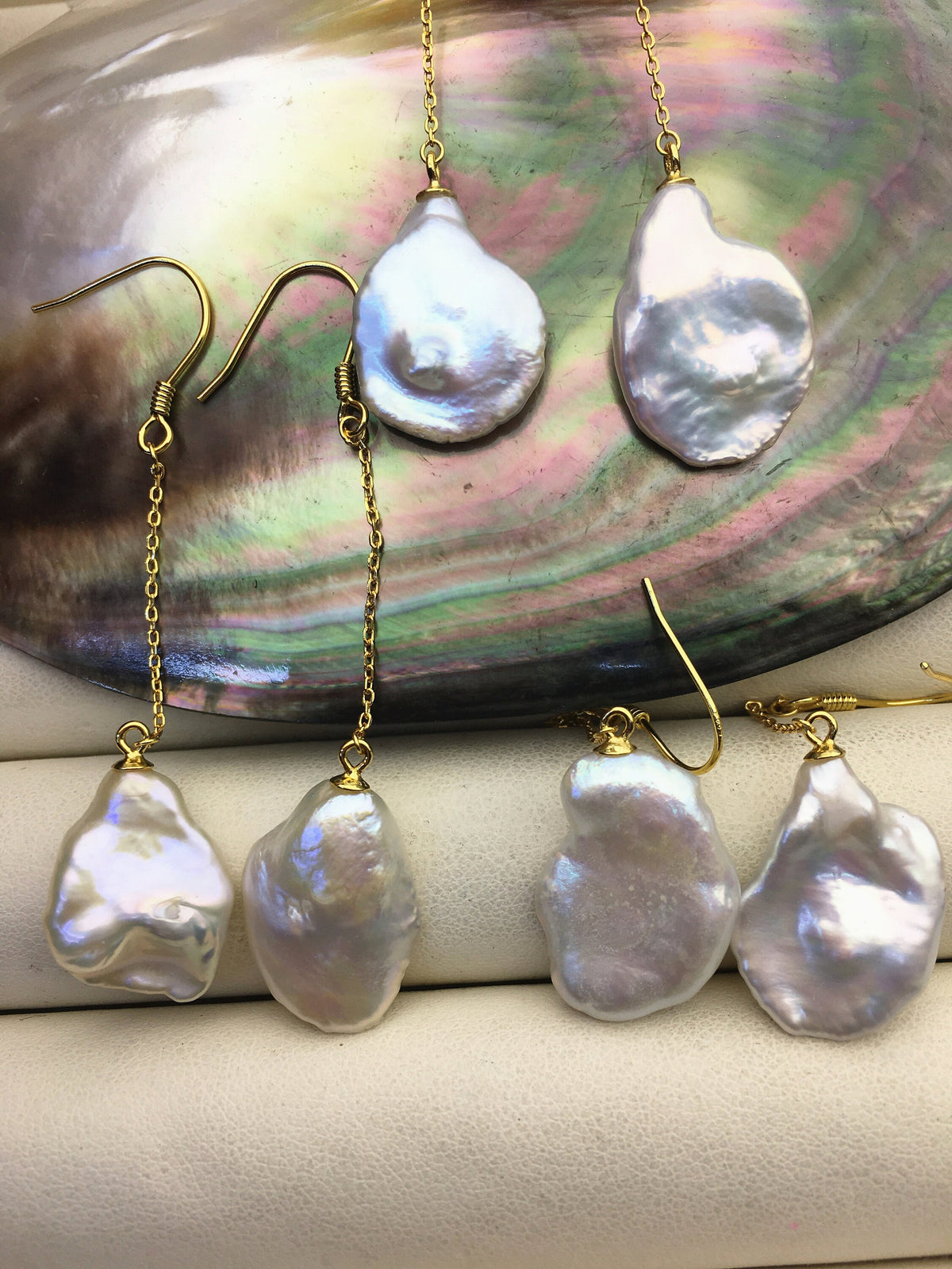 AAA White Keshi pearl Tassels dangle earrings,S925 Sterling Silver pearl earrings,pearl for women,SE3-T3