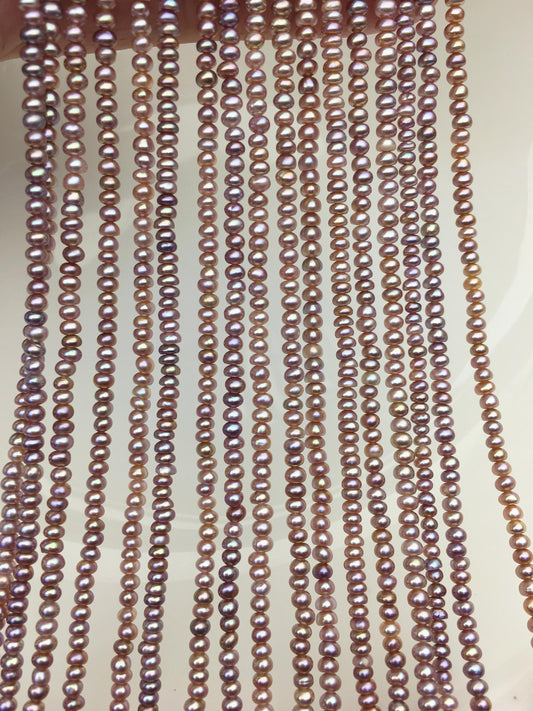 AAA 3-3.5mm purple tiny button potato freshwater pearls,Rondelle pearl Beads,loose strands,SM3-T2