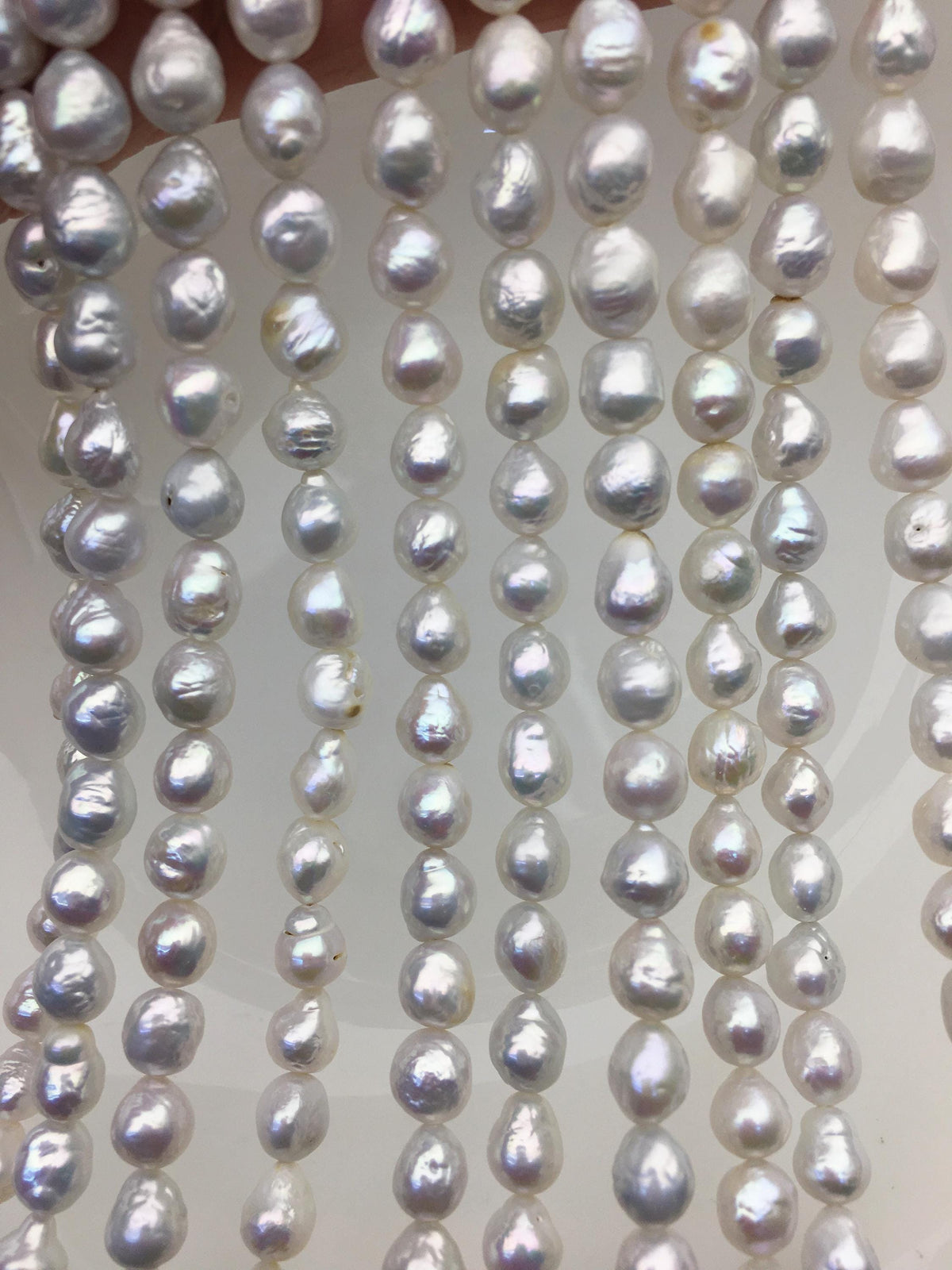 AA 7-8mm white baroque rice freshwater pearls, Cultured white freshwater pearls beads, pearl necklace, pearl wholesale, LR7-T8