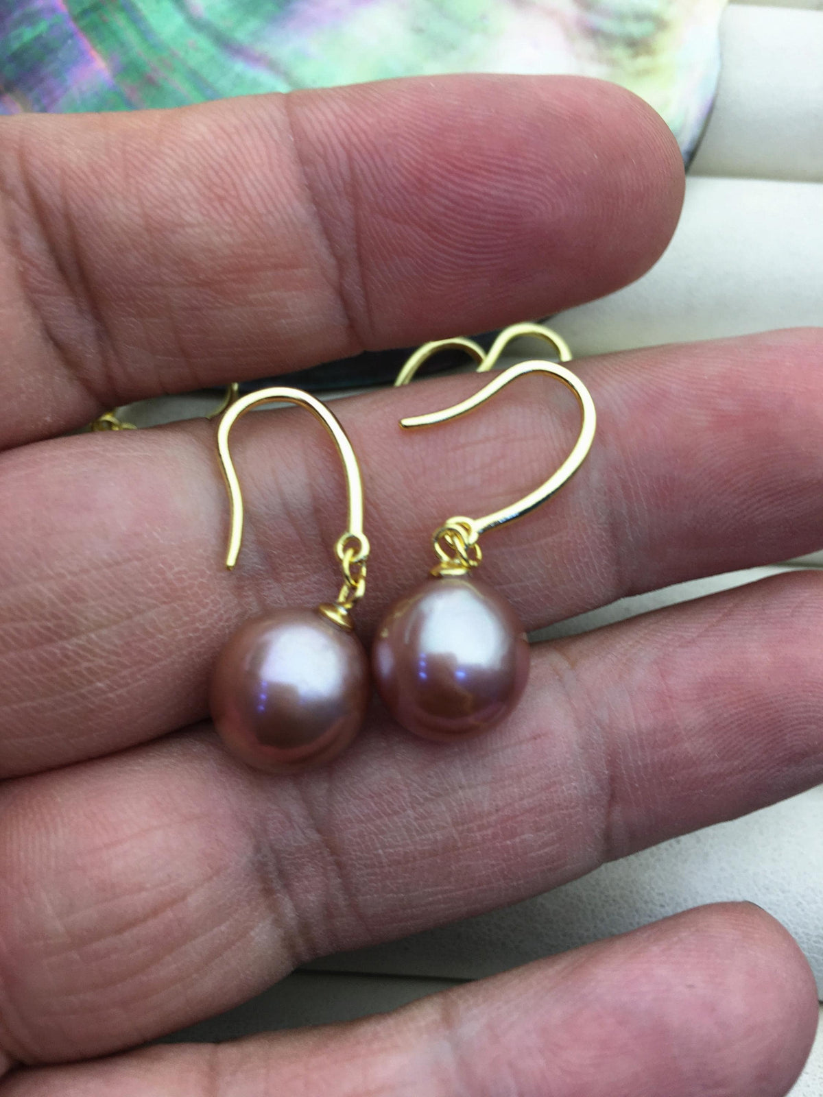 1 pair AAA 10-11mm purple teardrop edison pearl dangle earrings,wedding pearl earrings,SE3-T9-55