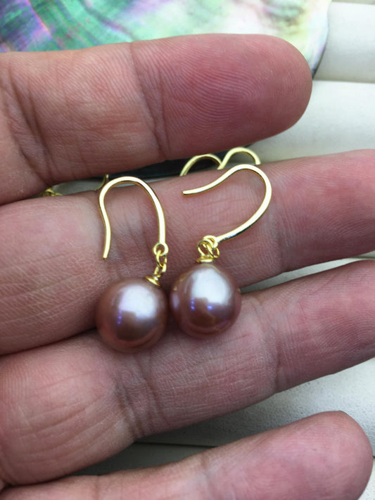 1 pair AAA 10-11mm purple teardrop edison pearl dangle earrings,wedding pearl earrings,SE3-T9-55