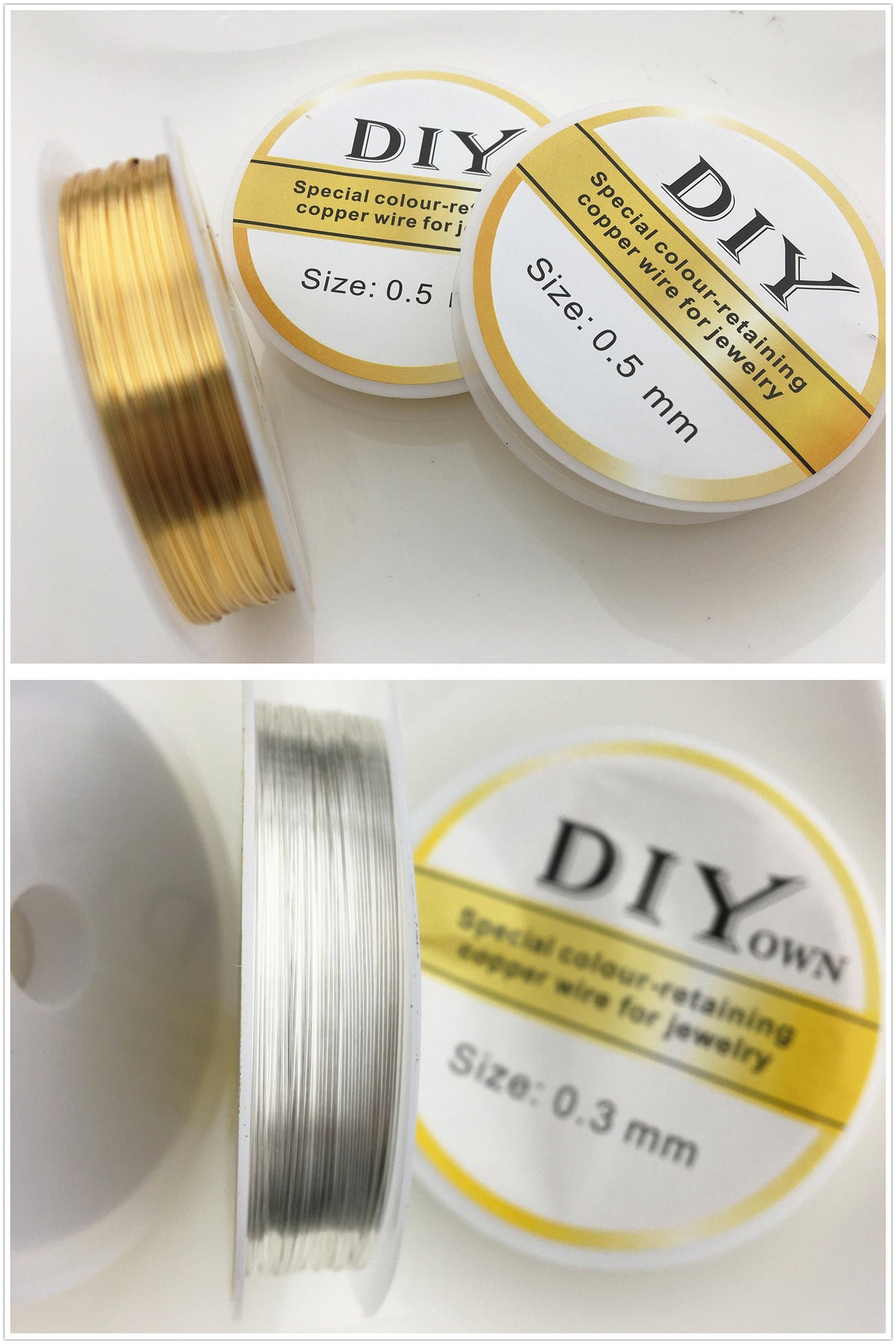 2 rolls 0.3/0.4/0.5/0.6/0.8mm 18k solid gold plated/Silver Color Copper wire Jewelry Wrapping, Jewelry Quality Copper Wire, A-OTH-020