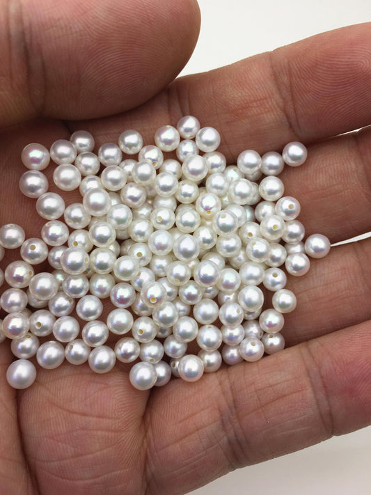 10pcs AAA 4.5-5mm seed round freshwater pearl bead, white freshwater round loose pearl wholesale, tiny pearl supply, RP4-3A-8
