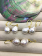 1 pair AAA 12-13mm white baroque drop edison pearl dangle earrings, 925 silver gold-plated earrings, wedding pearl earrings, SE3-T9-24