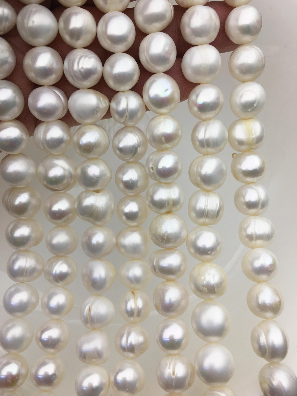 AA 11.3-12.3mm White Big Potato freshwater pearls, White freshwater pearl, pearl strand, big hole pearls, pearls for leather, CR12-2A-7