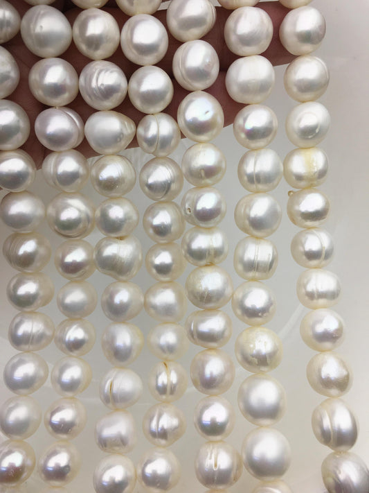 AA 11.3-12.3mm White Big Potato freshwater pearls, White freshwater pearl, pearl strand, big hole pearls, pearls for leather, CR12-2A-7