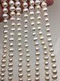 AA+ 6.3-7.3mm White potato pearls, around 58pcs, potato shape pearl, Full Strand, Freshwater Pearl Near round Beads, CR7-2A-3