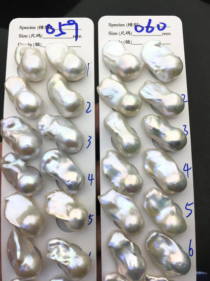 1 pair AAA 14-17x19-28mm White Flameball Pearl Pairs, 0.9mm top half hole, Baroque Cultured Freshwater Pearl, flameball pearls, FL15-3A-8-40