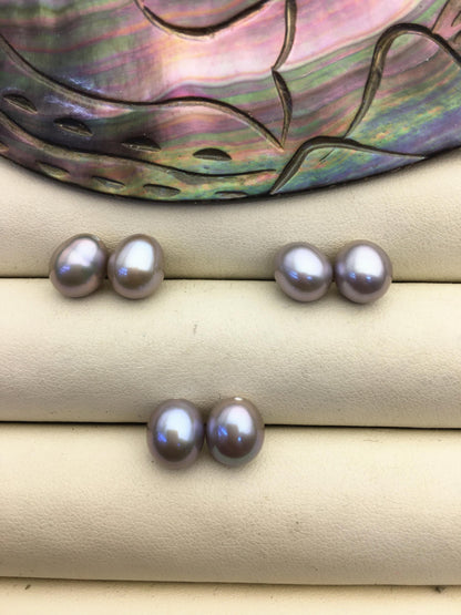 2 pairs AAA 7.5-8mm gray rice freshwater pearls pairs,oval pearl earrings,for dangle pearl earrings,LR7-3A-9