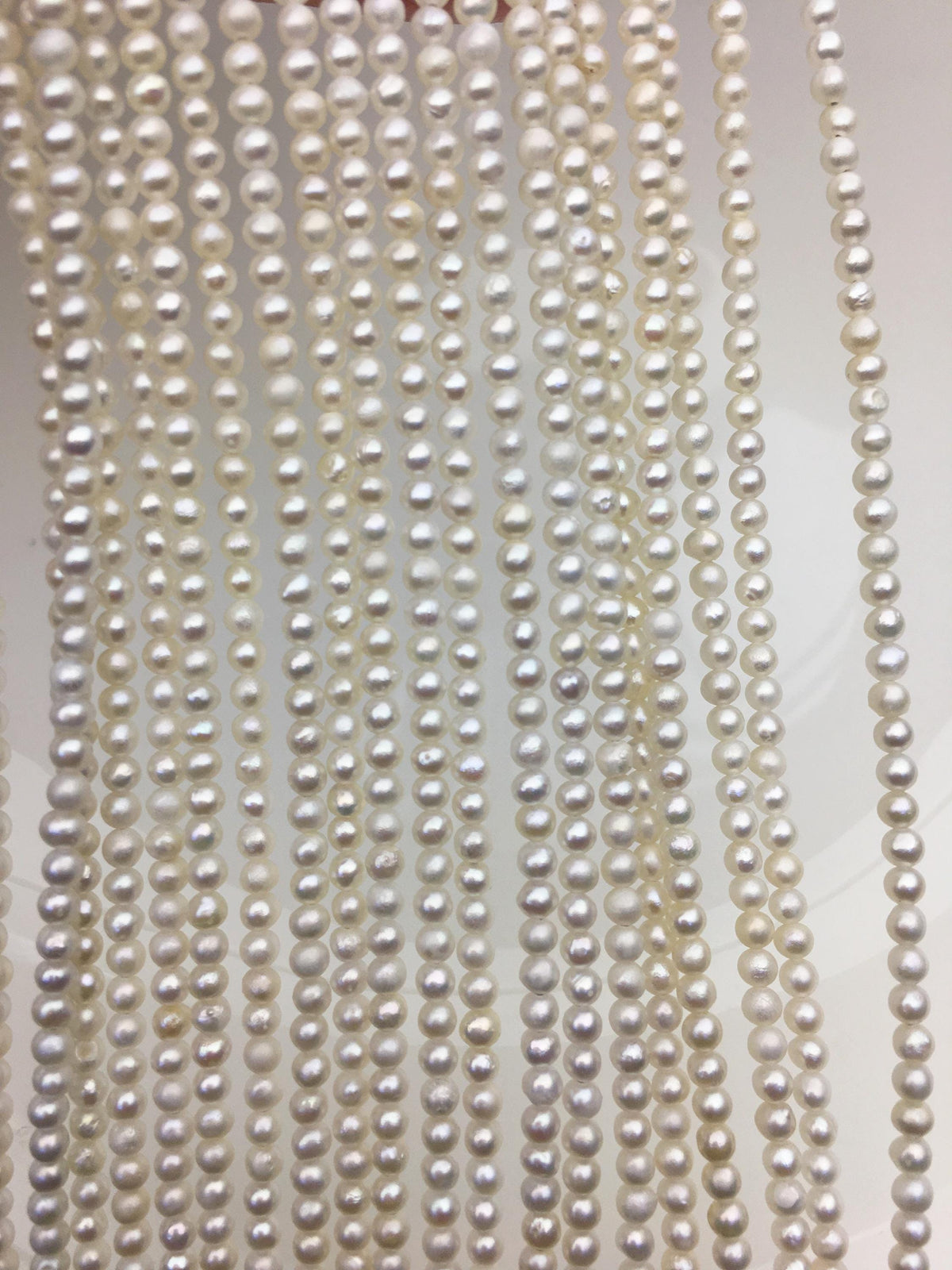 2 strands A+ 3-3.5mm White near round freshwater pearls,white round pearl,pearl wholesale, RP3-T5