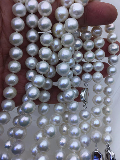 17.5 inches AA+ 9-11mm white near round freshwater Pearl necklace, genuine freshwater Pearl necklace, Natural Pearl Necklace, NPN1-063