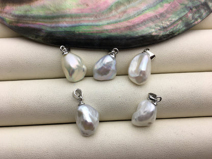 1pc AAA 10-11mm white keshi pearl pendant necklace,S925 Sterling silver pendant,NC1-040