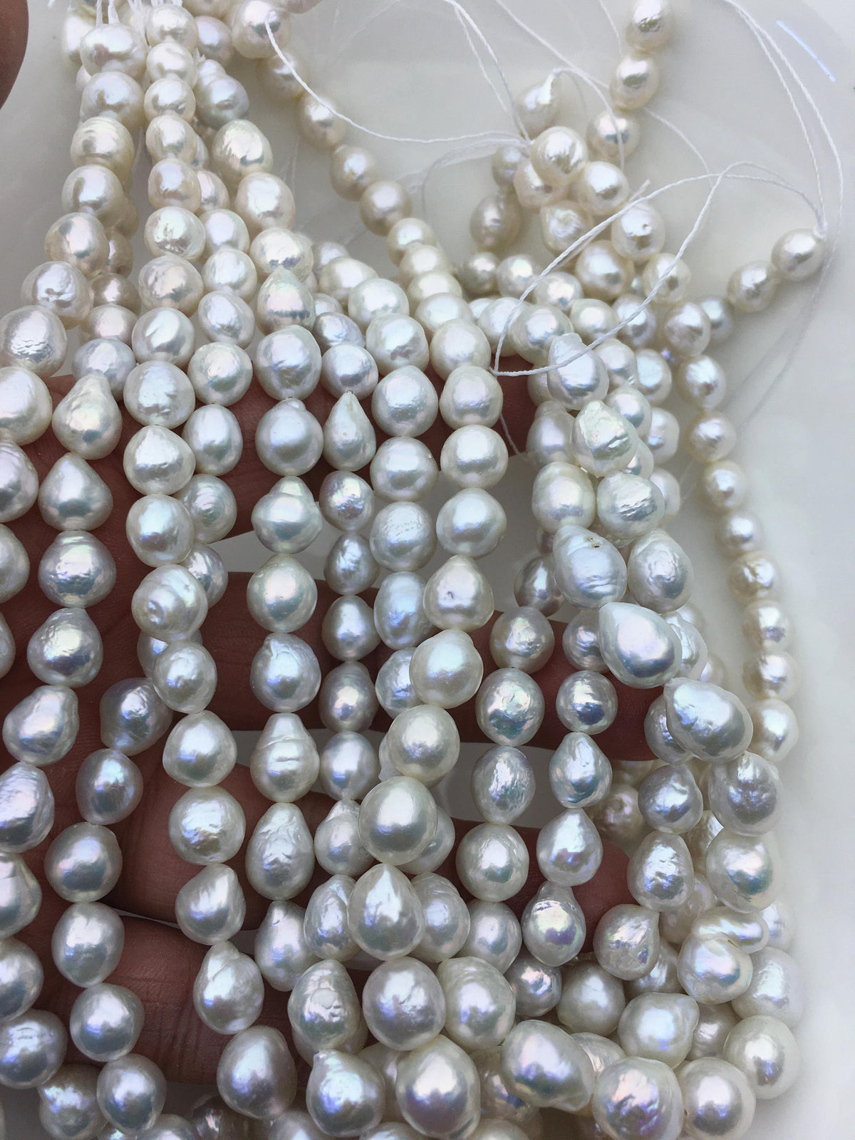 AA+ 8-10mm white baroque drop Edison Freshwater Pearl,ED10-2A-2-43