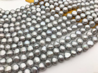 AAA 8.3-9.3x9-10mm gray nugget freshwater pearls, Irregular Beads for Pearl Necklace bracelet, gray baroque pearl strand, LM9-3A-22