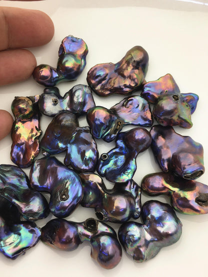 16pcs A 15-20mm black blue baroque Flame ball Pearl - no hole,FL15-T4-22