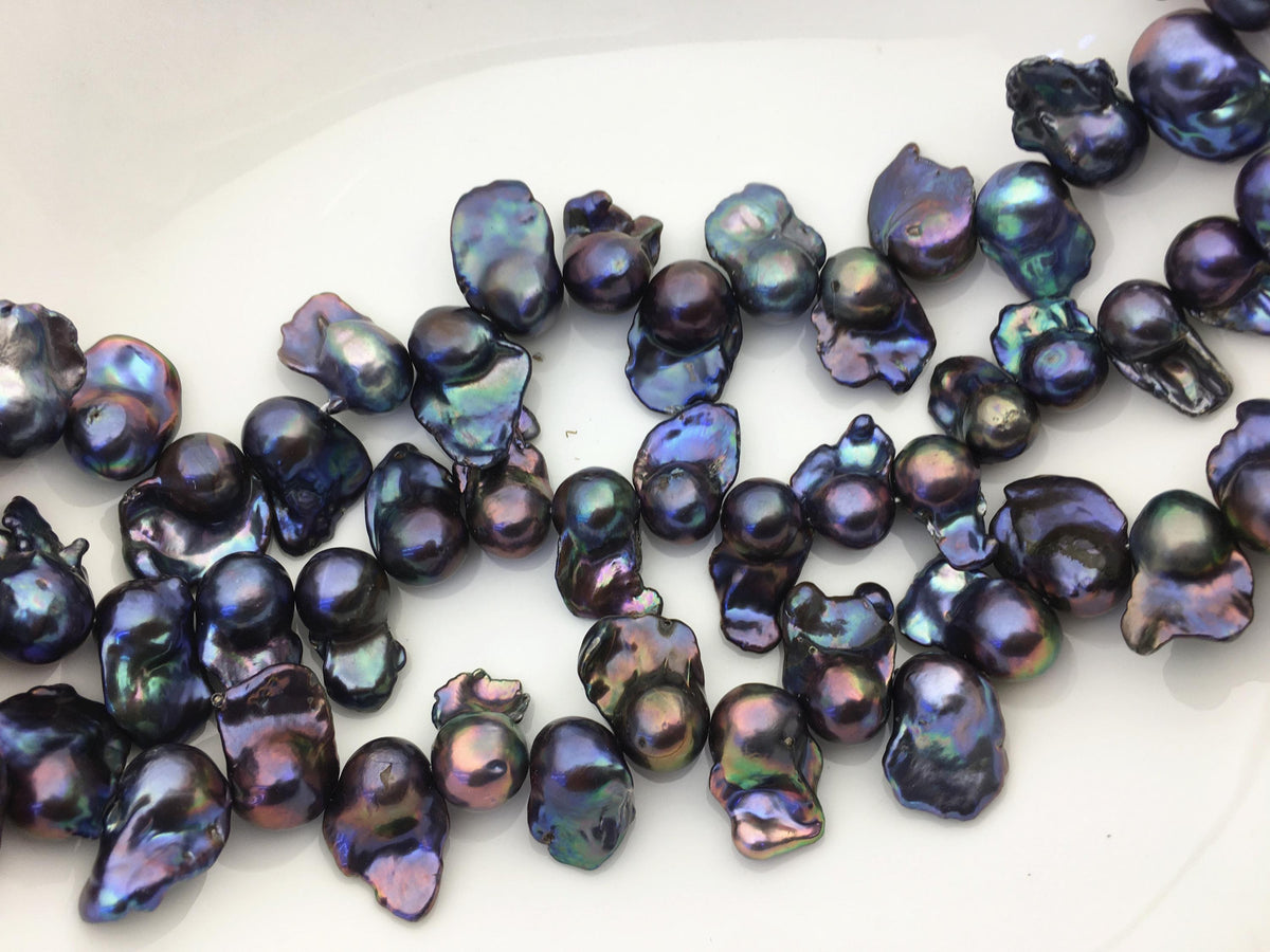 15.5'' AA+ 12-17mm black blue flame ball pearl,FL15-2A-5-50