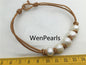 Big Pearl, 5 pearls bracelet, High Luster pearl, Pearl Leather bracelet, freshwater pearl bracelet, Black Leather Pearl bracelet, Le7-068