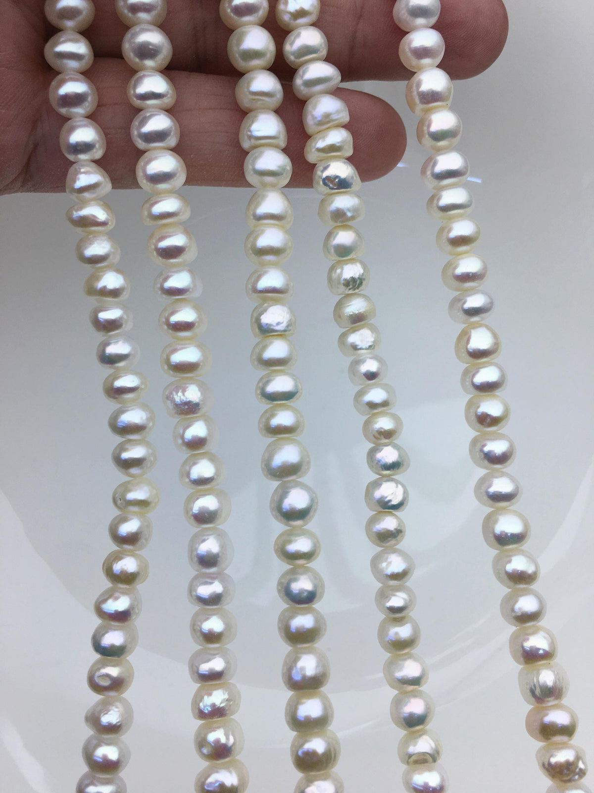 High Luster!AA+ 6.5-7.5mm white button thick skin freshwater pearls, Rondelle pearl Beads strand, loose strands, flat round pearls, SM7-T5