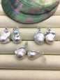 1 pair AAA 13-16mm flame ball pearl diamond stud earrings, sterling silver, earring with white baroque Natural Pearl, SE3-031-16
