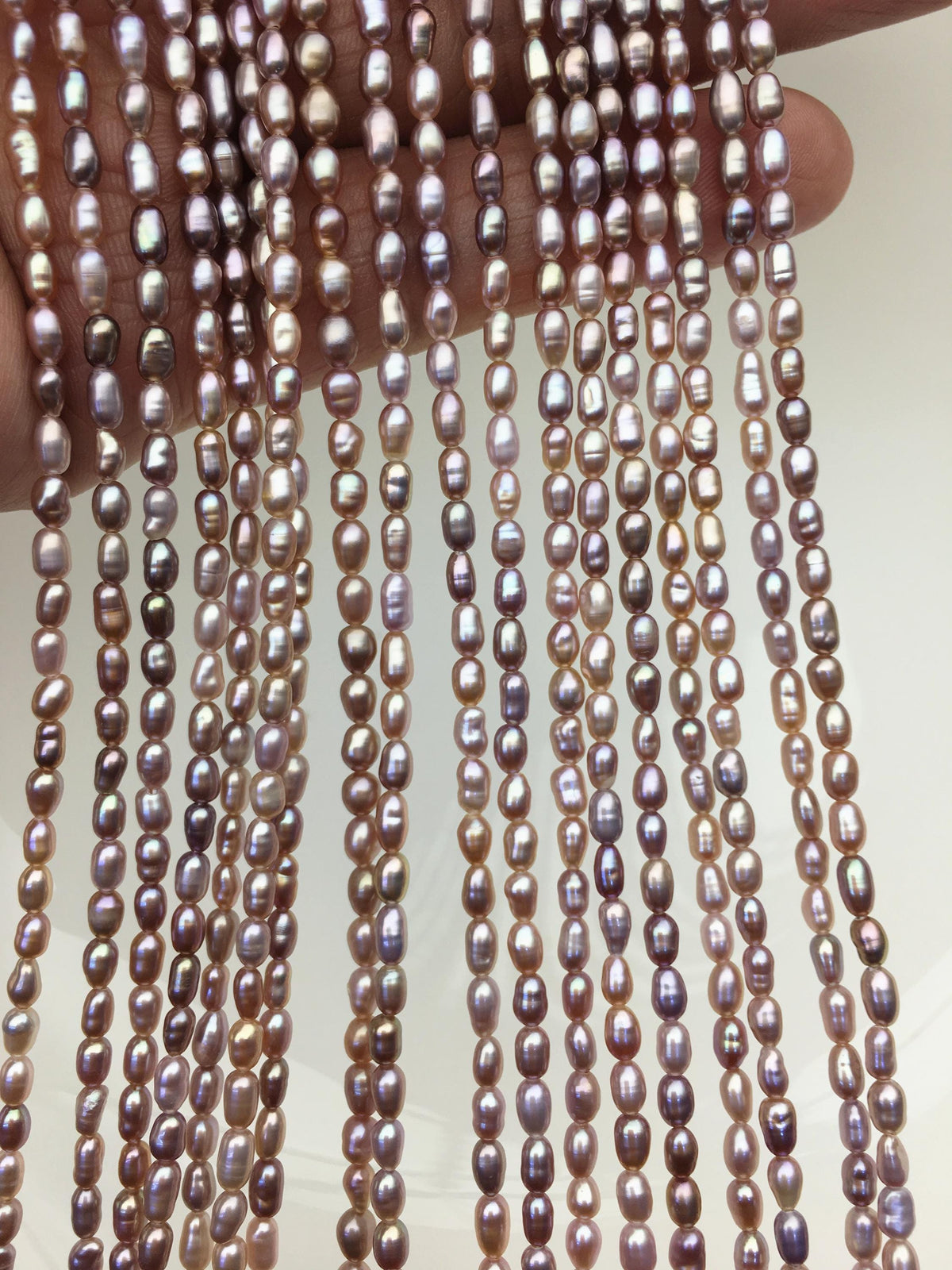 AAA 3-3.5x3.5-6mm purple rainbow long rice pearls, full strand, oval loose pearl beads, diy pearl, ultured pearl, diy pearl beads, LR3-3A-36