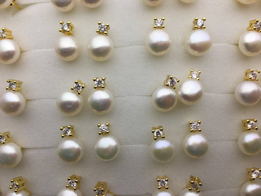 3 pairs White/Pink/Purple Set AAA button round pearl stud earrings, fashion pearl earrings, wedding pearl earrings, SE3-175-1