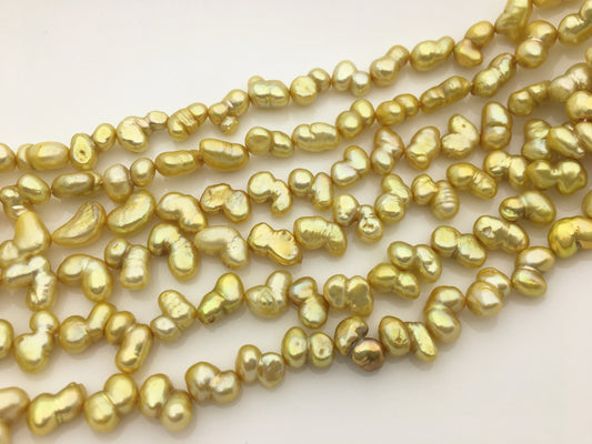 AA+ 6-7mm gold baroque Gourd freshwater pearls,DIY,high luster,ZS-114-8