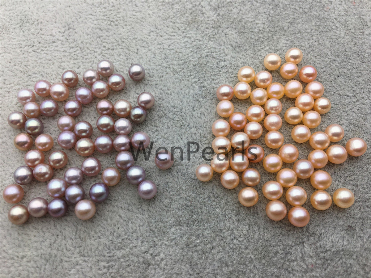 5pcs AAA 4.5-5mm pink/purple seed pearl bead, small freshwater round loose pearl wholesale, tiny pearl supply, half hole, no hole, RP4-3A-3