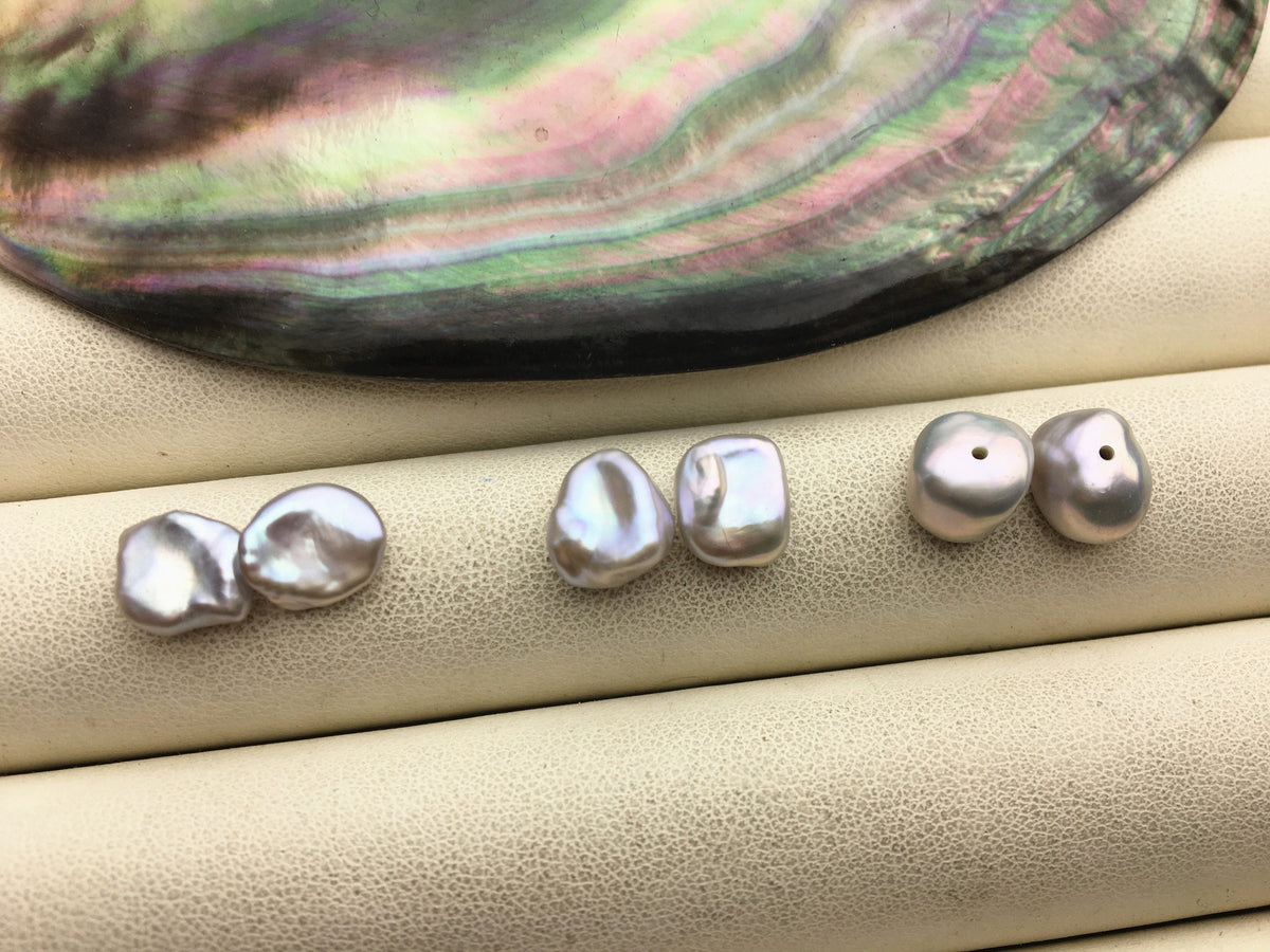 AAA 8-9mm Gray keshi pearls Pair,for make stud earrings,baroque pearl,loose pearl beads,very high luster,ZS-127-62-24