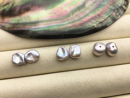 AAA 8-9mm Gray keshi pearls Pair,for make stud earrings,baroque pearl,loose pearl beads,very high luster,ZS-127-62-24