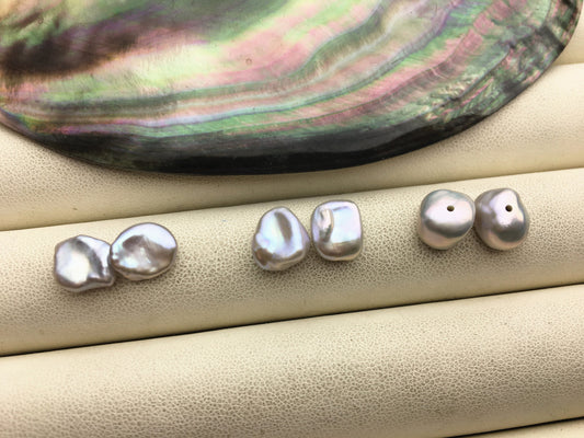 AAA 8-9mm Gray keshi pearls Pair,for make stud earrings,baroque pearl,loose pearl beads,very high luster,ZS-127-62-24