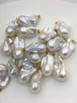 2pcs AA+ 14-18mm Big White baroque pearl pendant necklace,925 silver gold-plated pendant,NC1-041-12
