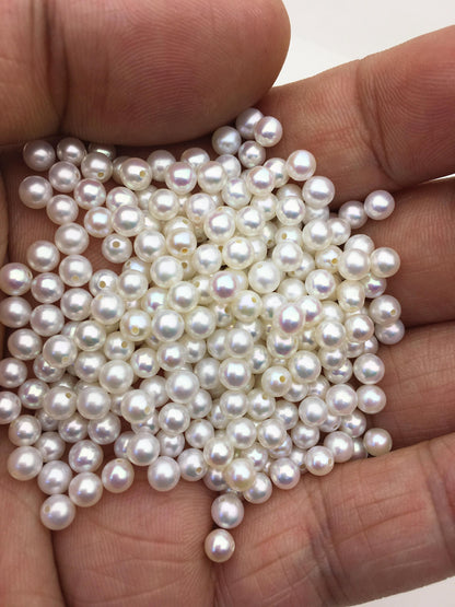 10pcs AAA 4-4.5mm seed round freshwater pearl bead, white freshwater round loose pearl wholesale, tiny pearl supply, RP4-3A-7