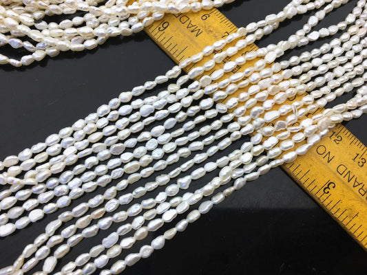 AA+ 3.2-3.7mm white nugget seed pearls,irregular nugget freshwater pearl strand,cheap price,pearl factory china,LM3-2A-7