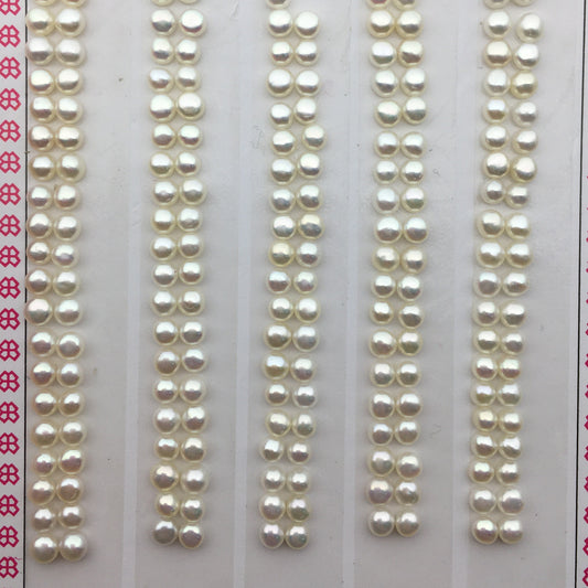 AAA 3.0-3.5mm Seed Button freshwater Pearls, 3A, white color pearl stud earrings pearl, real pearl earring material, half drilled, BTN3-4A-1-1