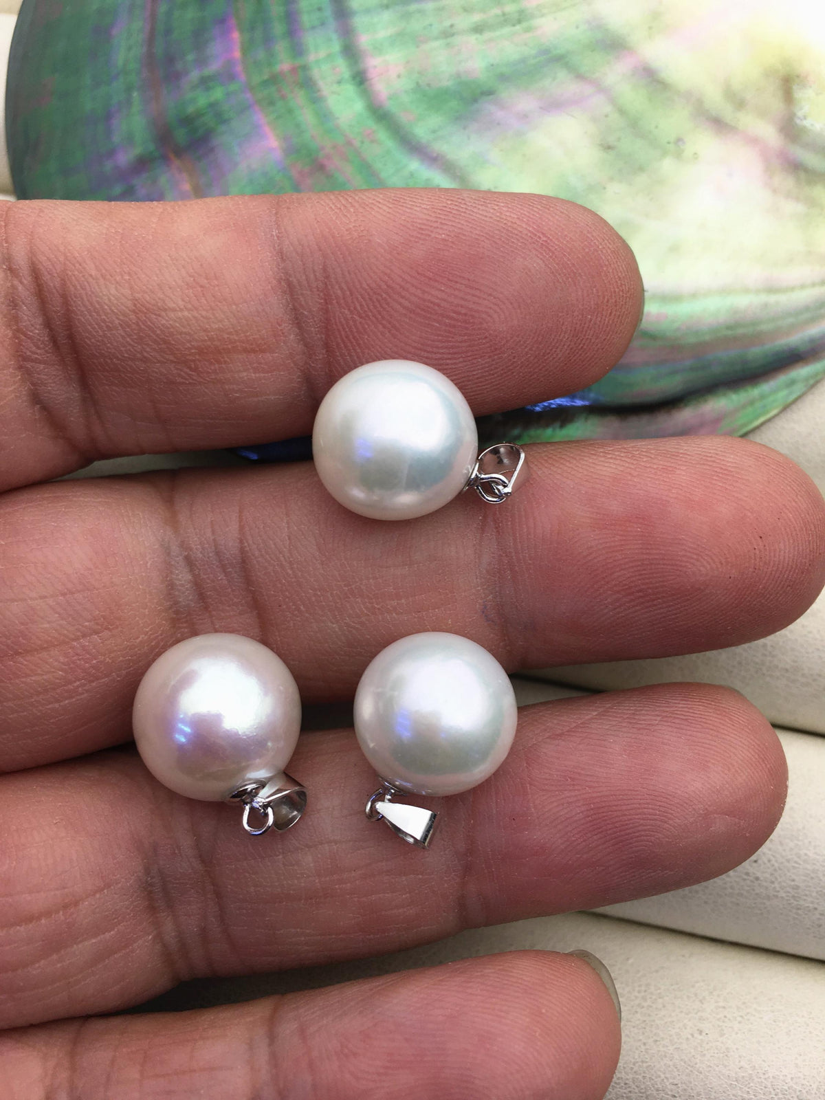 1pc AA+ 12-13mm big white round freshwater pearl pendant,- NC1-016