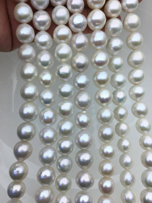 AA+ 10-12mm white oval near round Edison Freshwater Pearl,ED12-2A-5-37